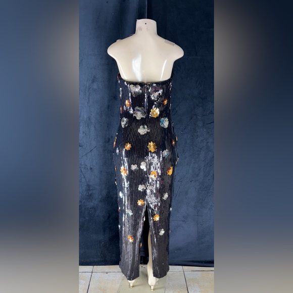 Milly New York Black Strapless Dress with Floral Sequin - Picture 2 of 5
